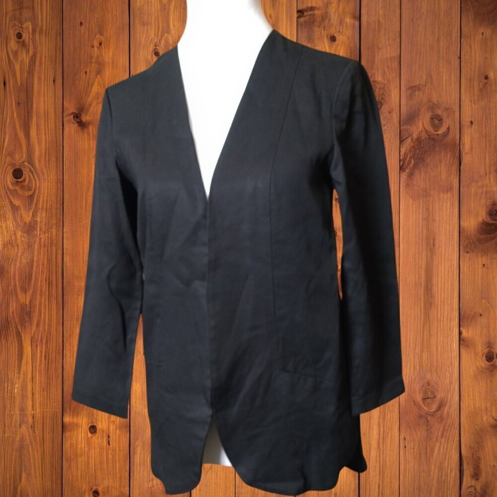 Harlowe & Graham Women's XS Black Open Front 3/4 Sleeve Blazer Jacket Office